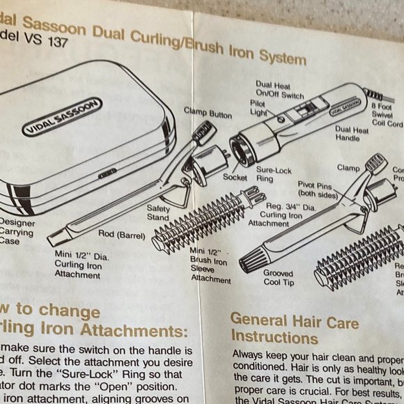 Vidal Sassoon Dual Curling Brush Iron System in Case VIntage Model NOS
